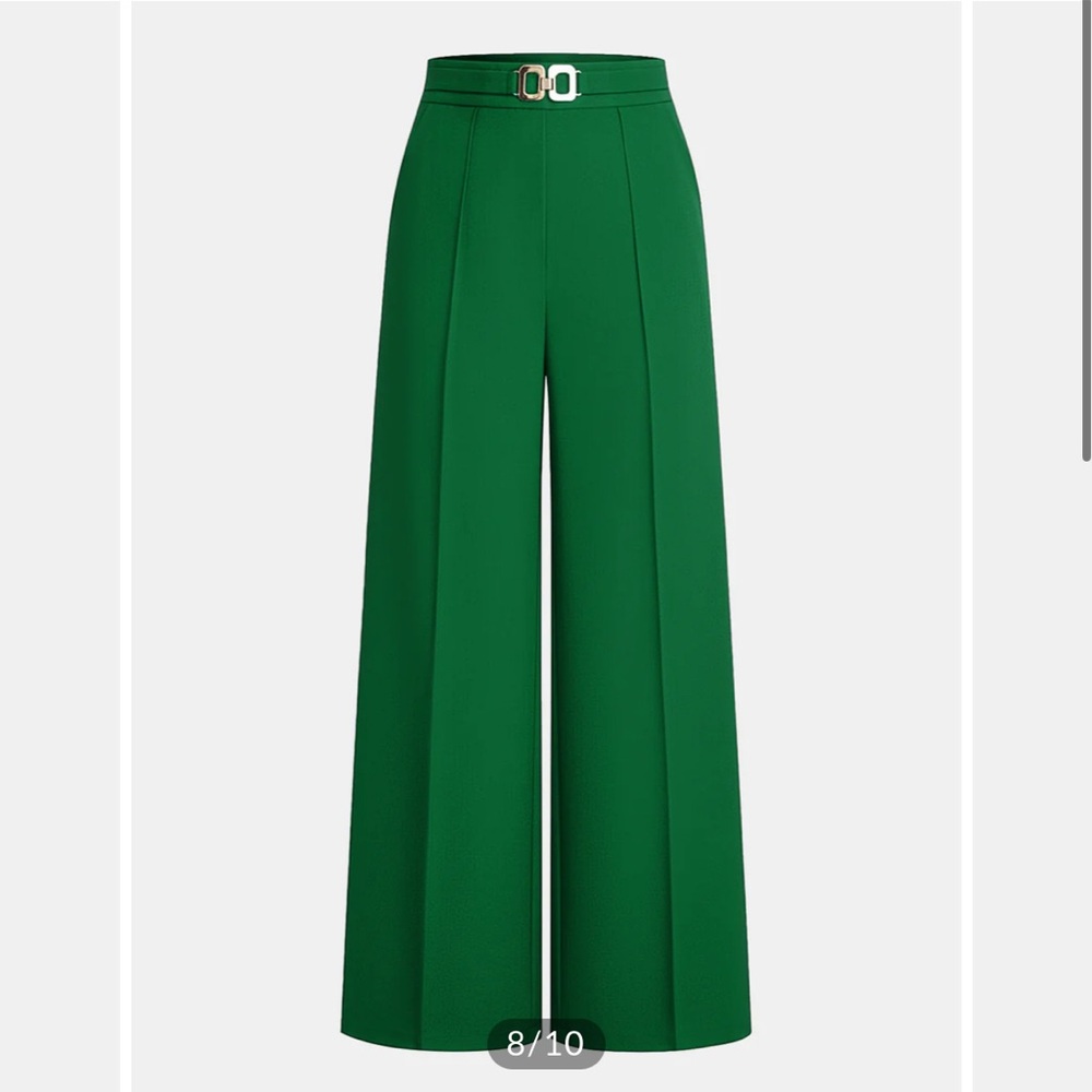 Commense metal link Green Wide-Leg Pants